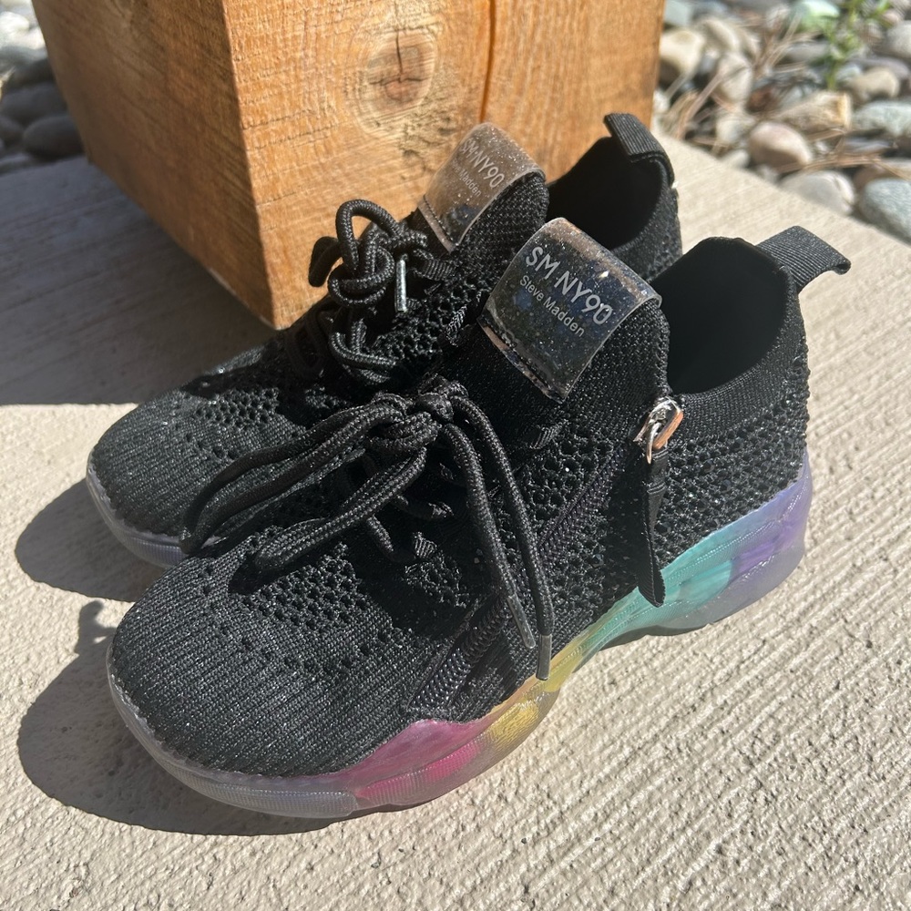 Steve Madden Black Sneakers girls Sz 13 sparkle shoe